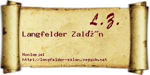 Langfelder Zalán névjegykártya