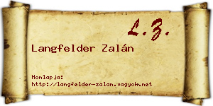 Langfelder Zalán névjegykártya